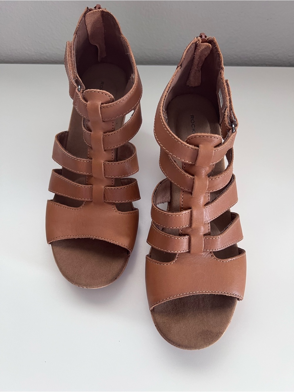 Rockport Brown Strappy Gladiator Sandal Wedges for Women